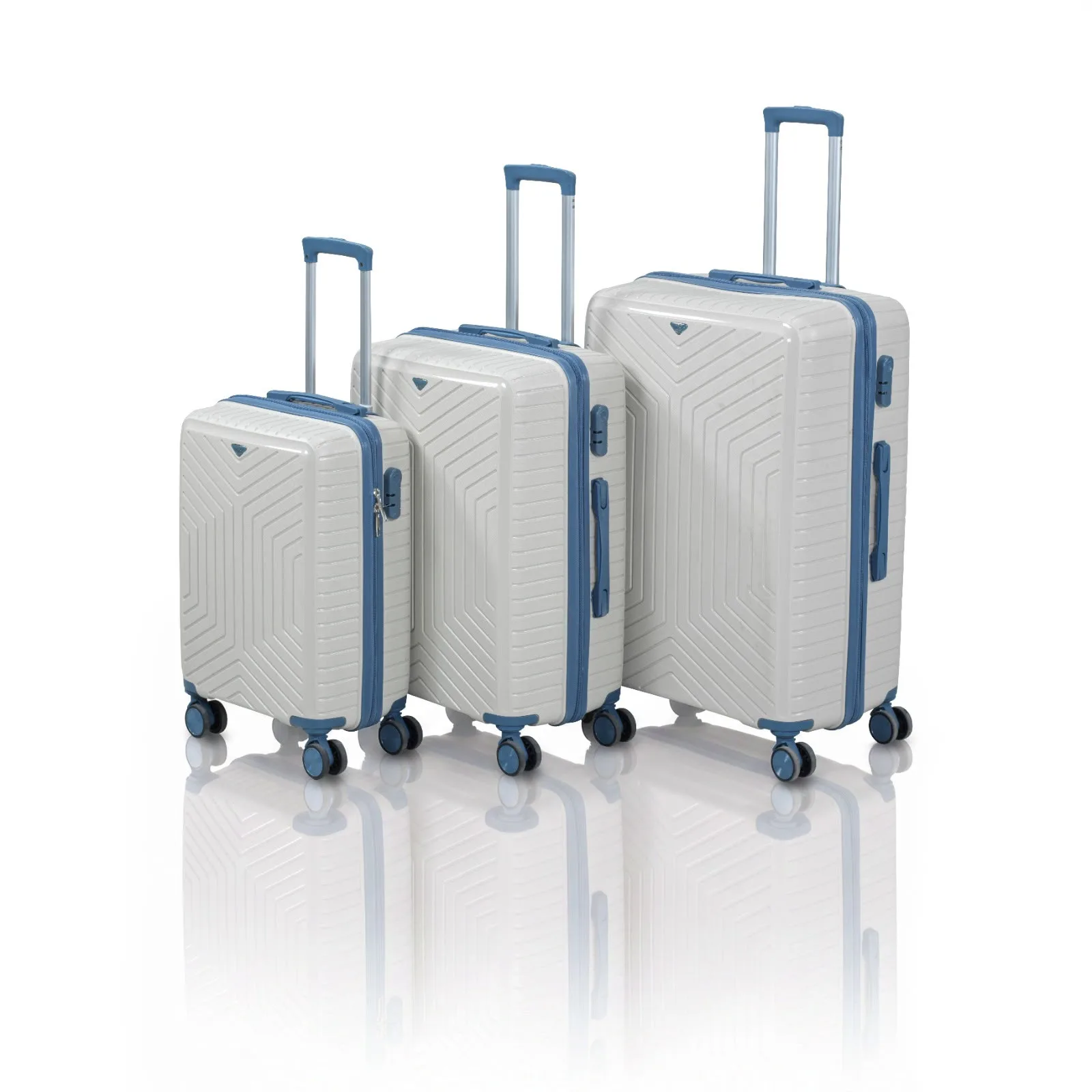 SDR PP 3'LÜ SET VALİZ KEMİK/MAVİ