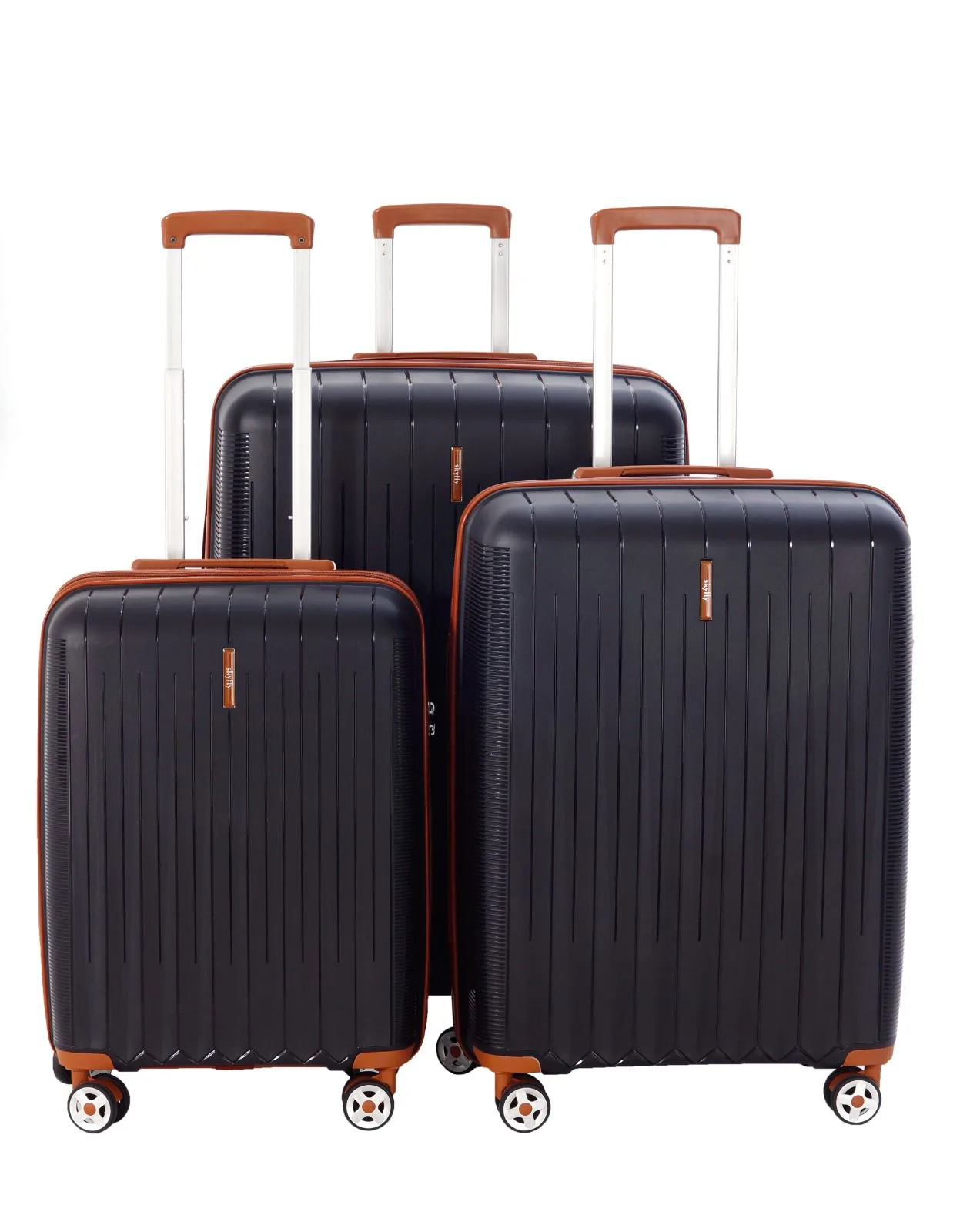 SKY FLY PP 3'LÜ SET VALİZ SİYAH/TABA