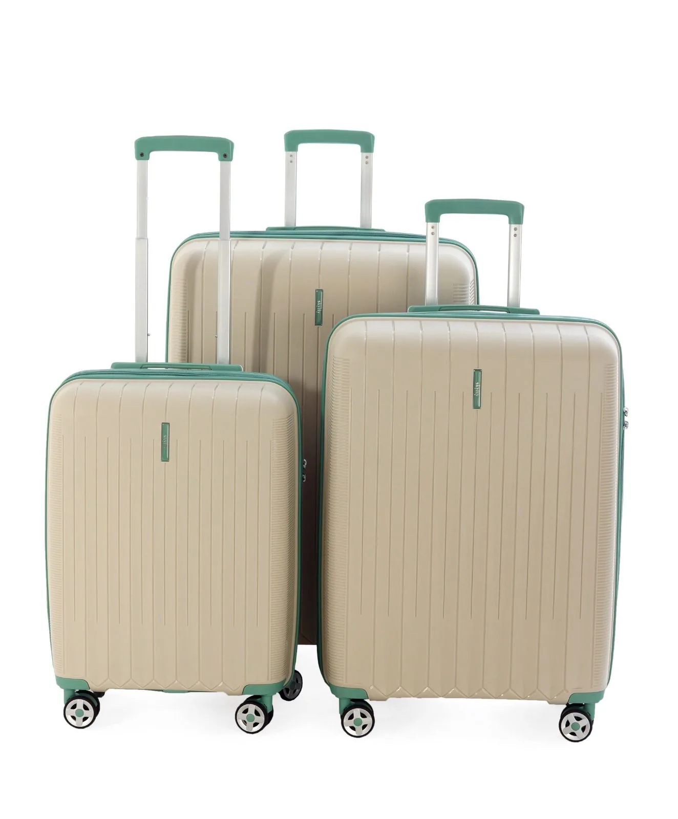 SKY FLY PP 3'LÜ SET VALİZ KEMİK/SU YEŞİLİ